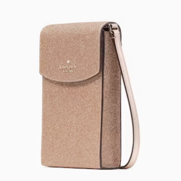 kate spade Handbags - NWT! kate spade Tinsel Glimmer North South Flap Phone Crossbody - Rose Gold